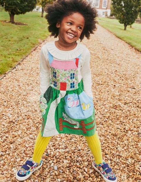 Scene Dungaree Dress - Iguana Green House Scene Scene Dungaree Dress - Iguana Green House Scene