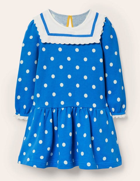 Nautical Sweatshirt Dress - Moroccan Blue Spot Nautical Sweatshirt Dress - Moroccan Blue Spot