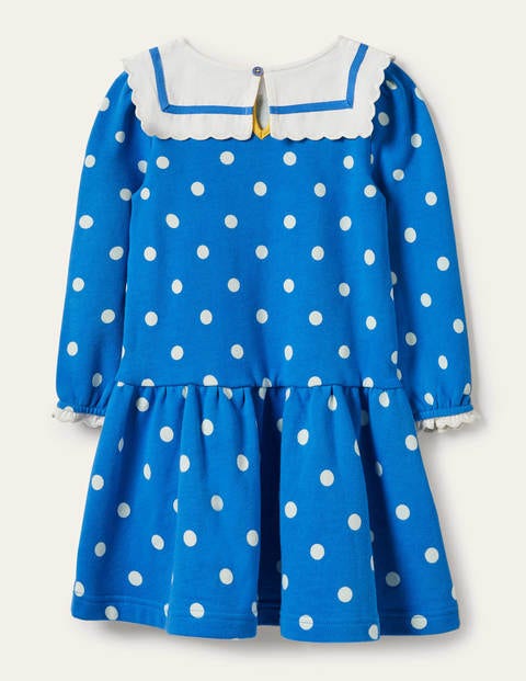 Nautical Sweatshirt Dress - Moroccan Blue Spot Nautical Sweatshirt Dress - Moroccan Blue Spot