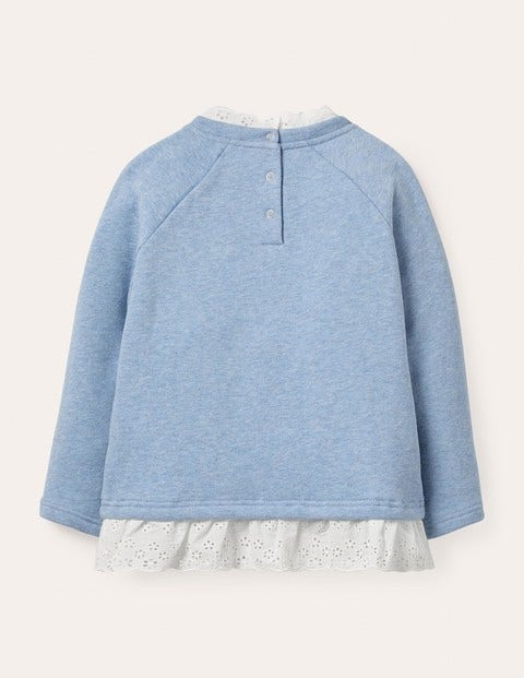 Broderie Trim Sweatshirt - Frost Blue Marl Broderie Trim Sweatshirt - Frost Blue Marl