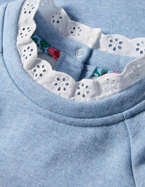Broderie Trim Sweatshirt - Frost Blue Marl Broderie Trim Sweatshirt - Frost Blue Marl