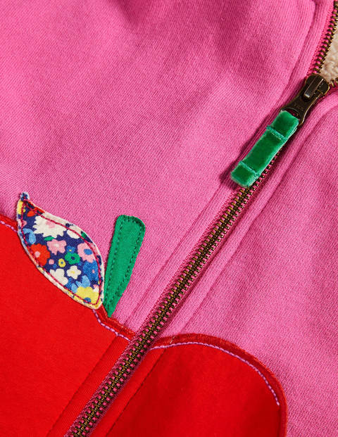 Shaggy-lined Appliqué Hoodie - Tickled Pink Apple Shaggy-lined Appliqué Hoodie - Tickled Pink Apple