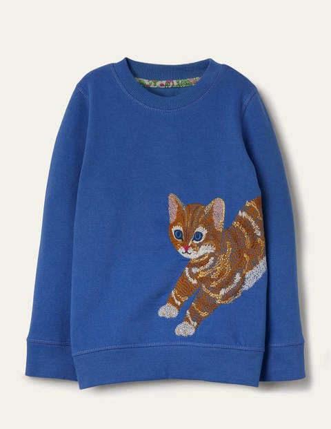 Sweatshirt mit Katzenmotiv auf Vorder- und Rückseite - Elisabethanisches Blau, Kätzchen Sweatshirt mit Katzenmotiv auf Vorder- und Rückseite - Elisabethanisches Blau, Kätzchen