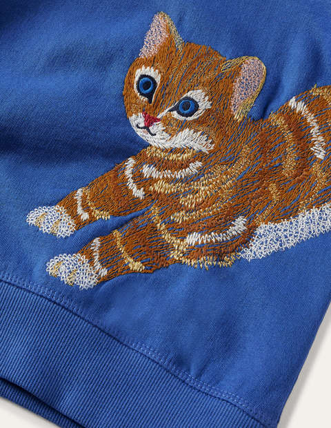 Sweatshirt mit Katzenmotiv auf Vorder- und Rückseite - Elisabethanisches Blau, Kätzchen Sweatshirt mit Katzenmotiv auf Vorder- und Rückseite - Elisabethanisches Blau, Kätzchen
