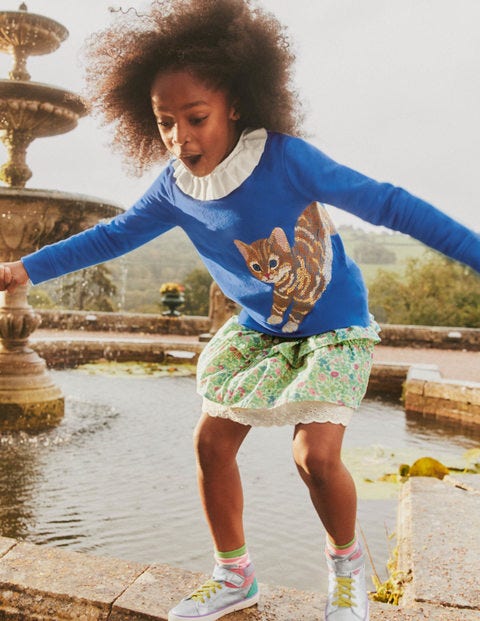 Sweatshirt mit Katzenmotiv auf Vorder- und Rückseite - Elisabethanisches Blau, Kätzchen Sweatshirt mit Katzenmotiv auf Vorder- und Rückseite - Elisabethanisches Blau, Kätzchen