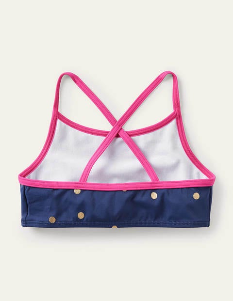 Patterned Bikini Top - Deep Sea Blue Foil Spot Patterned Bikini Top - Deep Sea Blue Foil Spot