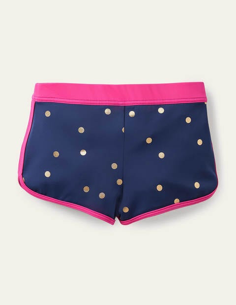 Patterned Swim Shorts - Deep Sea Blue Foil Spot Patterned Swim Shorts - Deep Sea Blue Foil Spot