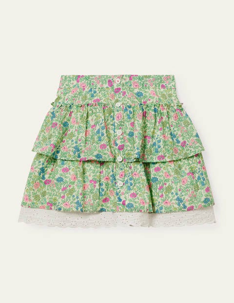 Rüschenrock mit durchgehender Knopfleiste - Bunt, Vintage-Blumenbeet Rüschenrock mit durchgehender Knopfleiste - Bunt, Vintage-Blumenbeet