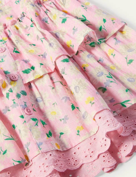 Button-through Ruffle Skirt - Pink Lemonade Vintage Daisy Button-through Ruffle Skirt - Pink Lemonade Vintage Daisy