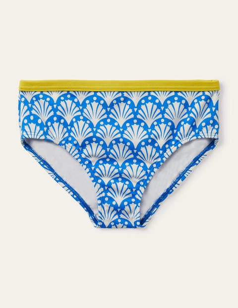 Gemusterte Bikinihose - Poolblau, Geometrisches Korallenmuster Gemusterte Bikinihose - Poolblau, Geometrisches Korallenmuster