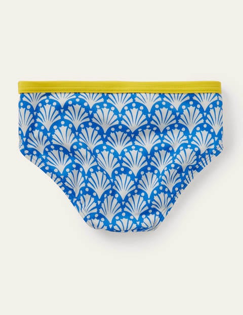 Gemusterte Bikinihose - Poolblau, Geometrisches Korallenmuster Gemusterte Bikinihose - Poolblau, Geometrisches Korallenmuster