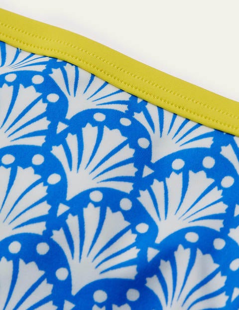 Gemusterte Bikinihose - Poolblau, Geometrisches Korallenmuster Gemusterte Bikinihose - Poolblau, Geometrisches Korallenmuster