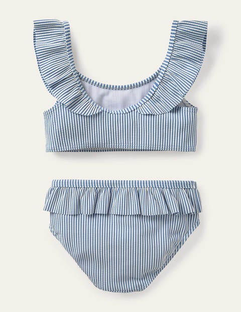 Frill Bikini Set - Blue Seersucker Hearts Frill Bikini Set - Blue Seersucker Hearts