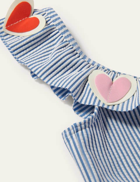Frill Bikini Set - Blue Seersucker Hearts Frill Bikini Set - Blue Seersucker Hearts
