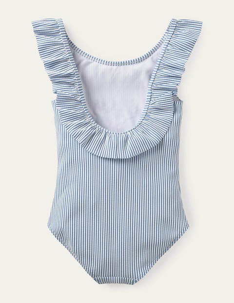 Frill Swimsuit - Blue Seersucker Hearts Frill Swimsuit - Blue Seersucker Hearts