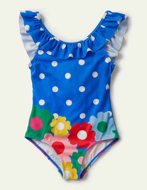 Frill Swimsuit - Pool Blue Floral Frill Swimsuit - Pool Blue Floral