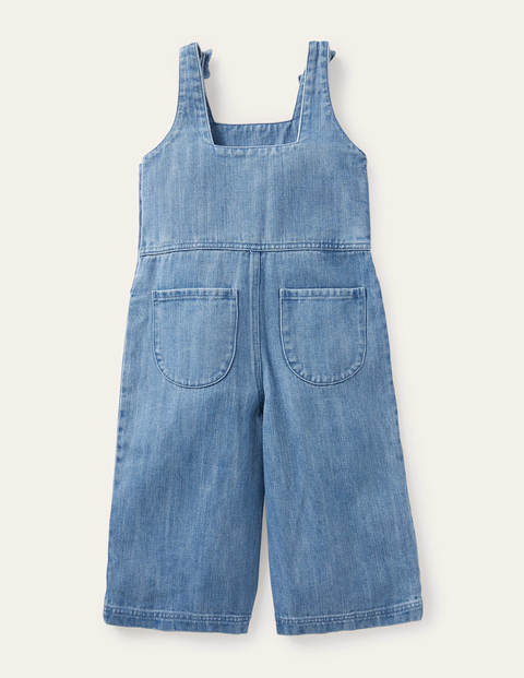 Tie Shoulder Dungarees - Mid Vintage Denim Rainbow Tie Shoulder Dungarees - Mid Vintage Denim Rainbow