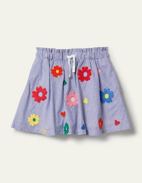 Bouclé Flower Skirt - Elizabethan Blue Ticking Bouclé Flower Skirt - Elizabethan Blue Ticking