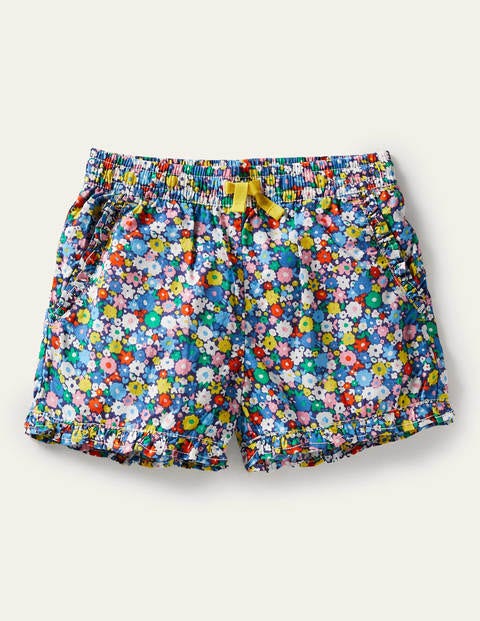 Frill Hem Shorts - Elizabethan Blue Flowerpatch Frill Hem Shorts - Elizabethan Blue Flowerpatch