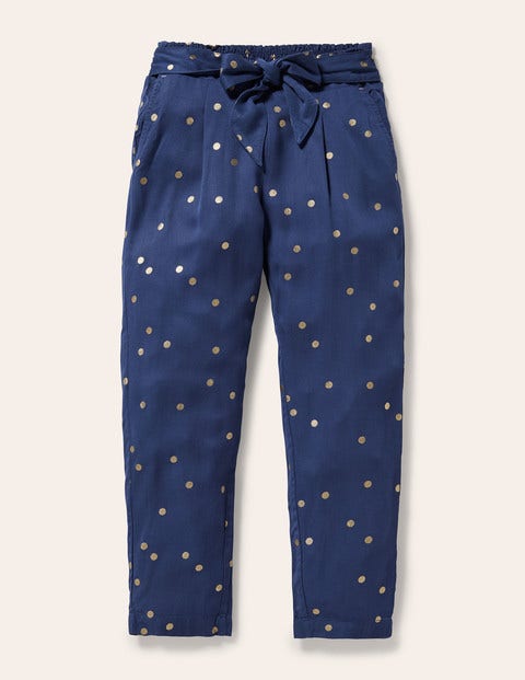 Tie Waist Printed Pants - Starbaord Blue and Gold Spot Tie Waist Printed Pants - Starbaord Blue and Gold Spot