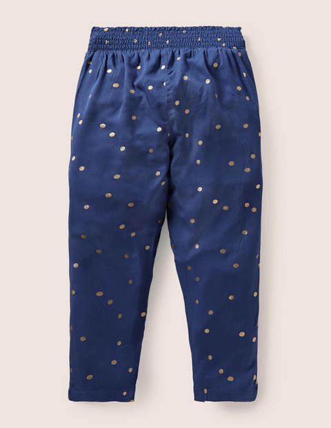 Tie Waist Printed Pants - Starbaord Blue and Gold Spot Tie Waist Printed Pants - Starbaord Blue and Gold Spot