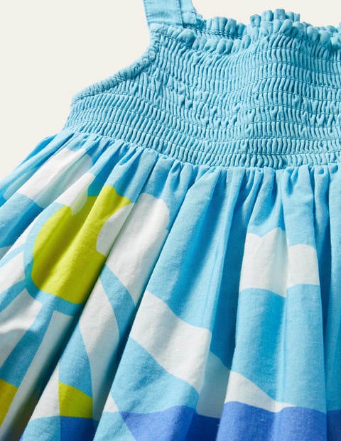 Smocked Sun Dress - Aqua Blue Reef Scene Smocked Sun Dress - Aqua Blue Reef Scene