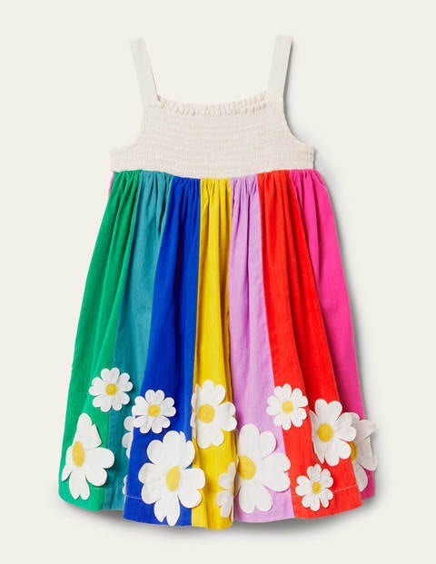 Smocked Sun Dress - Multi Stripe Flowers Smocked Sun Dress - Multi Stripe Flowers