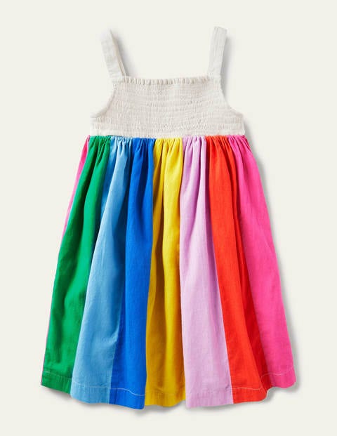 Smocked Sun Dress - Multi Stripe Flowers Smocked Sun Dress - Multi Stripe Flowers