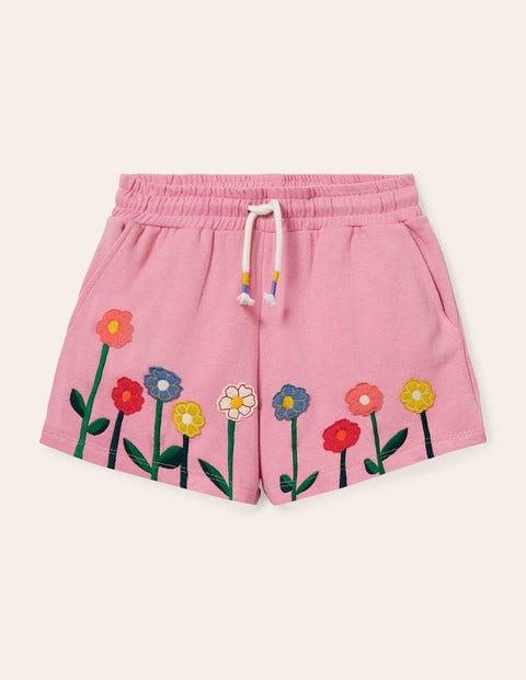 Appliqué Jersey Short - Formica Pink Flowers Appliqué Jersey Short - Formica Pink Flowers