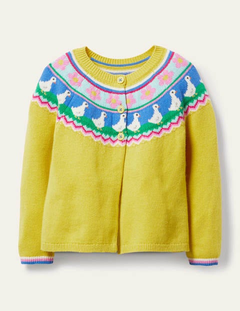 Fair-Isle-Cardigan mit Entenmotiv - Maisgelb Fair-Isle-Cardigan mit Entenmotiv - Maisgelb