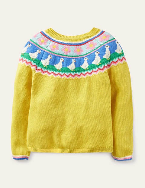 Fair-Isle-Cardigan mit Entenmotiv - Maisgelb Fair-Isle-Cardigan mit Entenmotiv - Maisgelb
