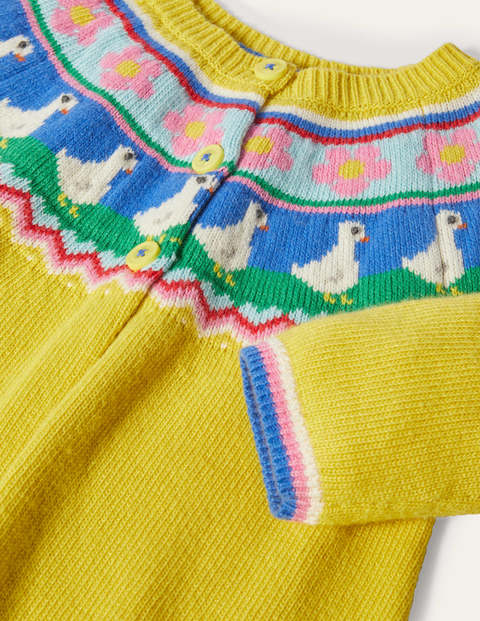 Fair-Isle-Cardigan mit Entenmotiv - Maisgelb Fair-Isle-Cardigan mit Entenmotiv - Maisgelb