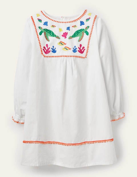 Long-sleeve Embroidered Kaftan - Ivory Under The Sea Long-sleeve Embroidered Kaftan - Ivory Under The Sea