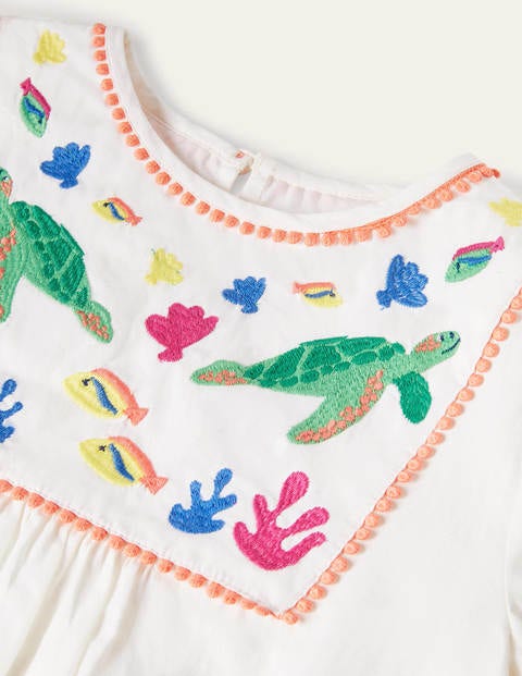 Long-sleeve Embroidered Kaftan - Ivory Under The Sea Long-sleeve Embroidered Kaftan - Ivory Under The Sea