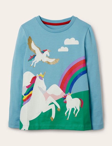 Oberteil mit Szenenmotiv - Eisblau, Einhorn Oberteil mit Szenenmotiv - Eisblau, Einhorn