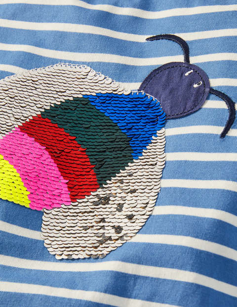 Sequin Colour-change T-shirt - Elizabethan Blue/ Ivory Bee Sequin Colour-change T-shirt - Elizabethan Blue/ Ivory Bee
