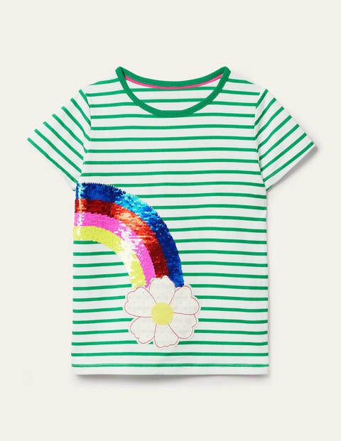 Sequin Colour-change T-shirt - Ivory/ Sapling Green Rainbow Sequin Colour-change T-shirt - Ivory/ Sapling Green Rainbow