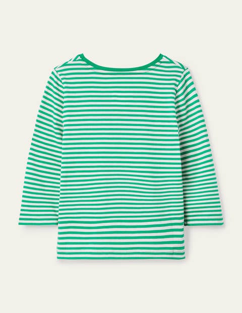 Embroidered Stripy T-shirt - Sapling Green/ Ivory Daisies Embroidered Stripy T-shirt - Sapling Green/ Ivory Daisies