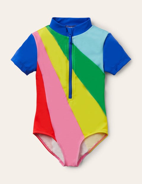 Short-sleeved Swimsuit - Multi Rainbow Ray Short-sleeved Swimsuit - Multi Rainbow Ray