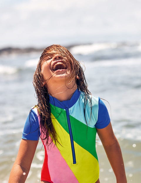 Short-sleeved Swimsuit - Multi Rainbow Ray Short-sleeved Swimsuit - Multi Rainbow Ray