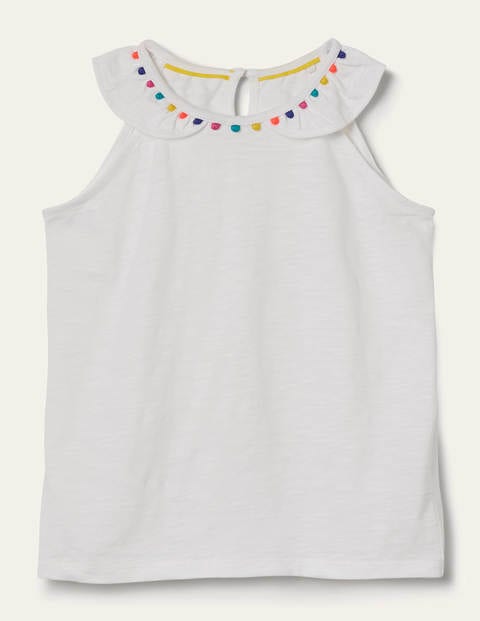 Charlie Pom Jersey Tank - White Charlie Pom Jersey Tank - White