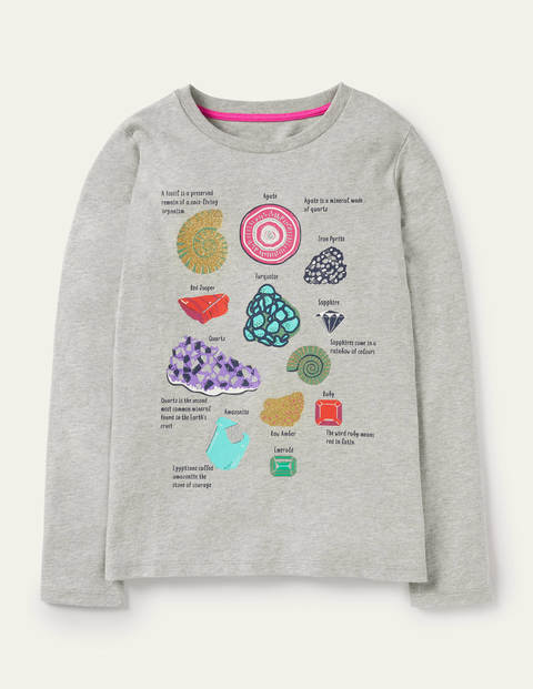 Fossil Facts Glitter T-shirt - Grey Marl Fossils Fossil Facts Glitter T-shirt - Grey Marl Fossils