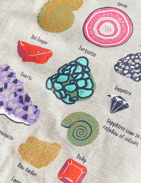 Fossil Facts Glitter T-shirt - Grey Marl Fossils Fossil Facts Glitter T-shirt - Grey Marl Fossils