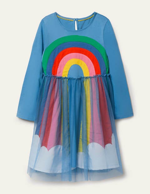 Tüllkleid mit Applikation - Elisabethanisches Blau, Regenbogen Tüllkleid mit Applikation - Elisabethanisches Blau, Regenbogen