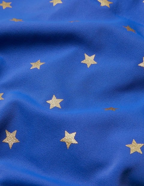 Badeanzug mit Racerback - Kornblumenblau, Goldene Foliensterne Badeanzug mit Racerback - Kornblumenblau, Goldene Foliensterne