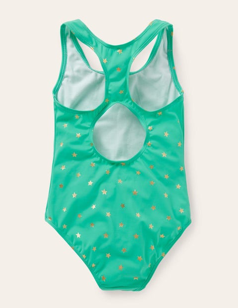 Racer-back Swimsuit - Light Green Gold Foil Star Racer-back Swimsuit - Light Green Gold Foil Star