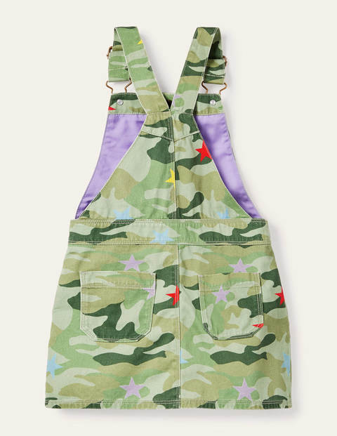 Button Through Dungaree Dress - Multi Camo Star Button Through Dungaree Dress - Multi Camo Star