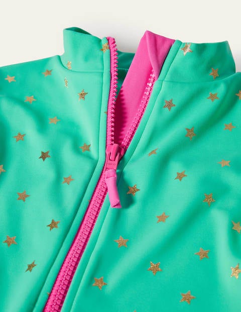 Long-sleeved Swimsuit - Light Green Gold Foil Star Long-sleeved Swimsuit - Light Green Gold Foil Star