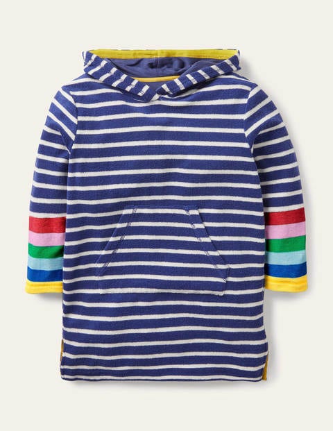 Pattern Towelling Beach Dress - Ivory/Navy Rainbow Stripe Pattern Towelling Beach Dress - Ivory/Navy Rainbow Stripe