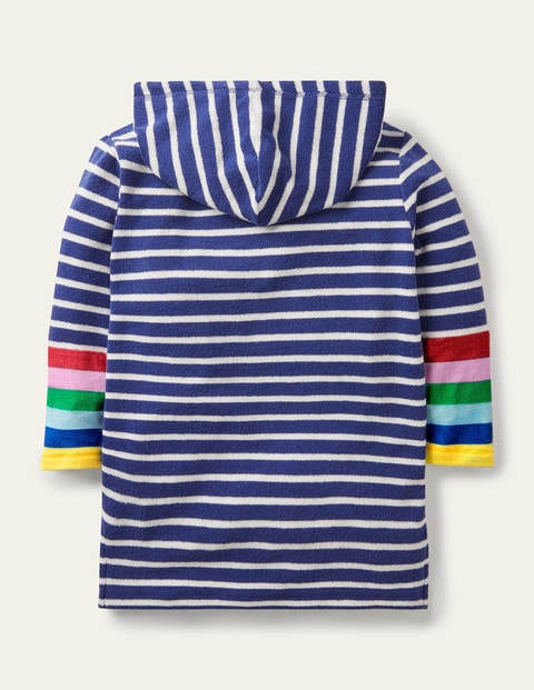 Pattern Towelling Beach Dress - Ivory/Navy Rainbow Stripe Pattern Towelling Beach Dress - Ivory/Navy Rainbow Stripe